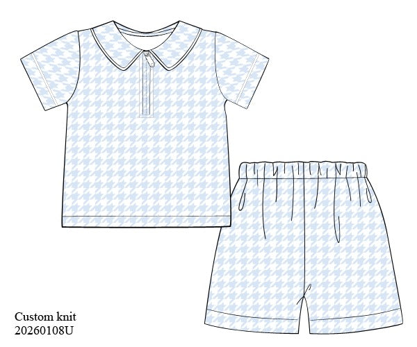 PRE ORDER Boys Houndstooth zip shirt and short set