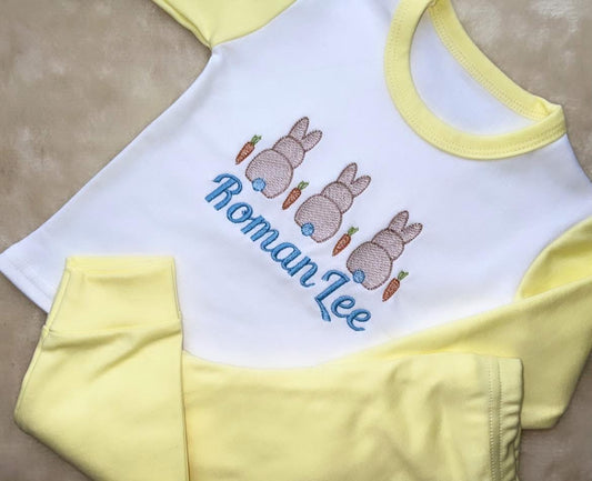 Boys bunny trio Lemon pyjamas