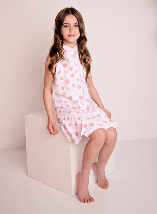 PRE ORDER Girls strawberry bow tennis dress