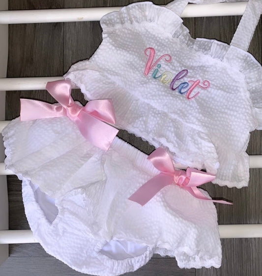 seersucker girls 2 piece swimwear