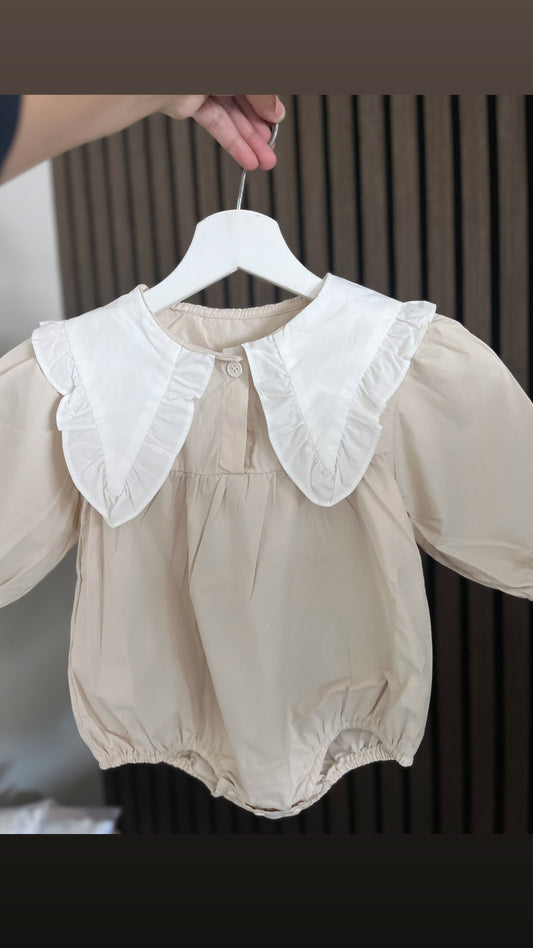 Champagne Romper with attached bib