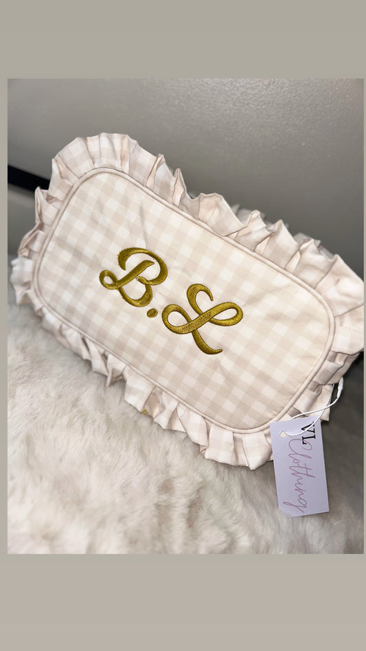 Ruffle toiletry/make up bag