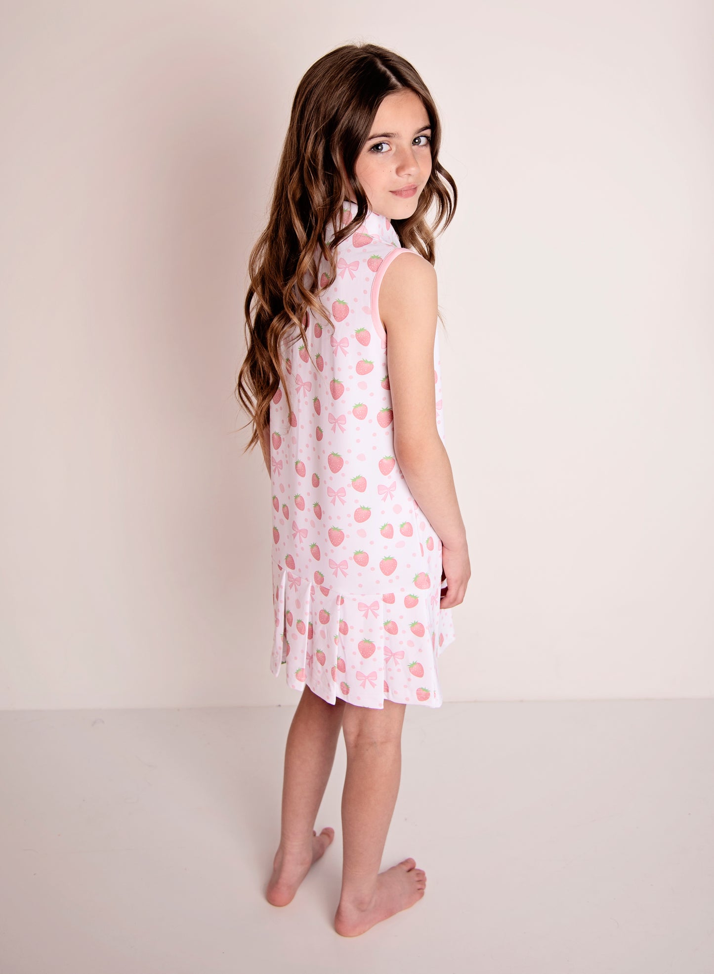 PRE ORDER Girls strawberry bow tennis dress