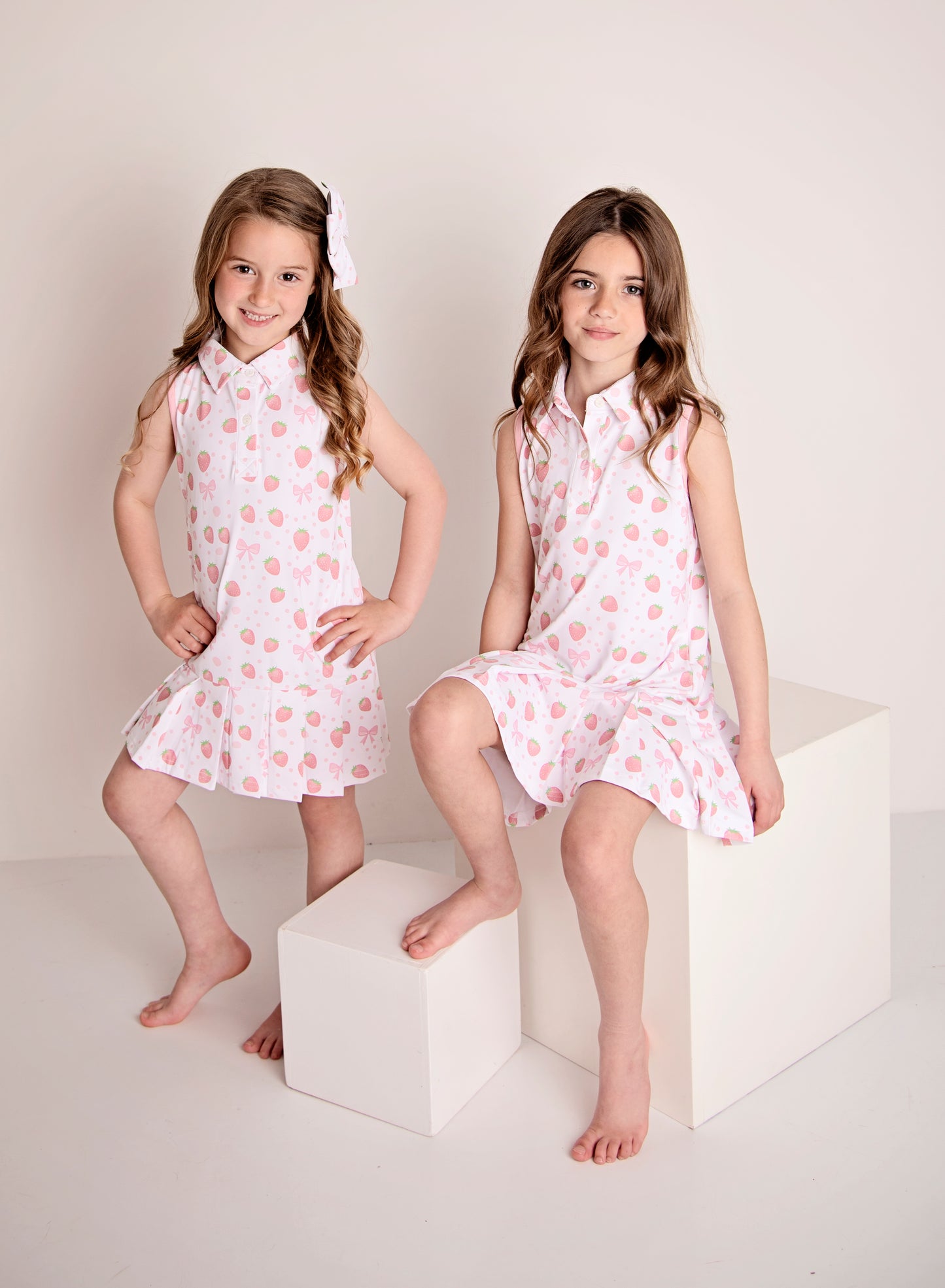 PRE ORDER Girls strawberry bow tennis dress