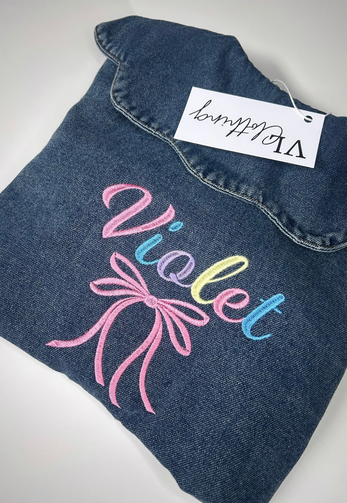 Girls scalloped collar denim jacket