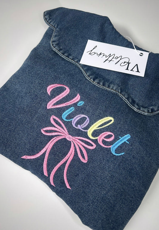 Girls scalloped collar denim jacket