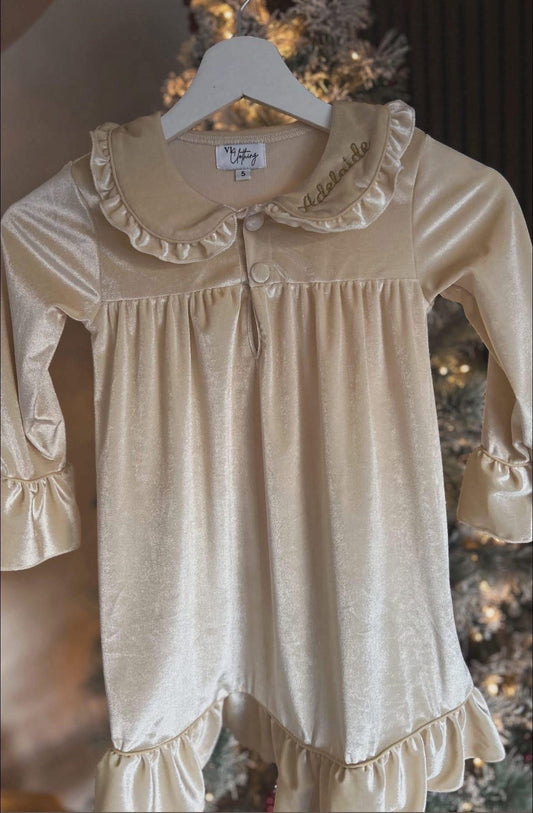 NO EMBROIDERY velvet nightgown