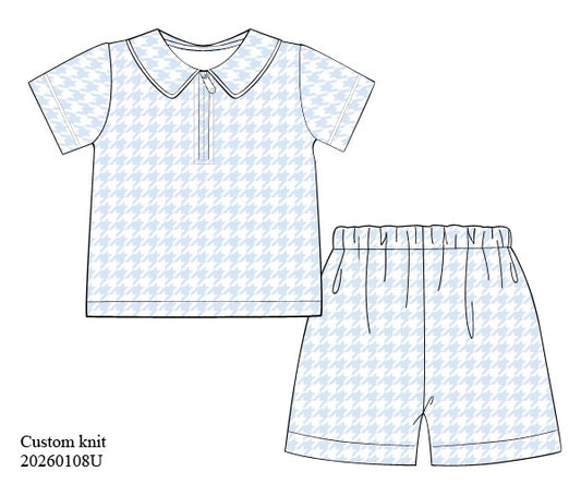PRE ORDER Boys Houndstooth zip shirt and short set
