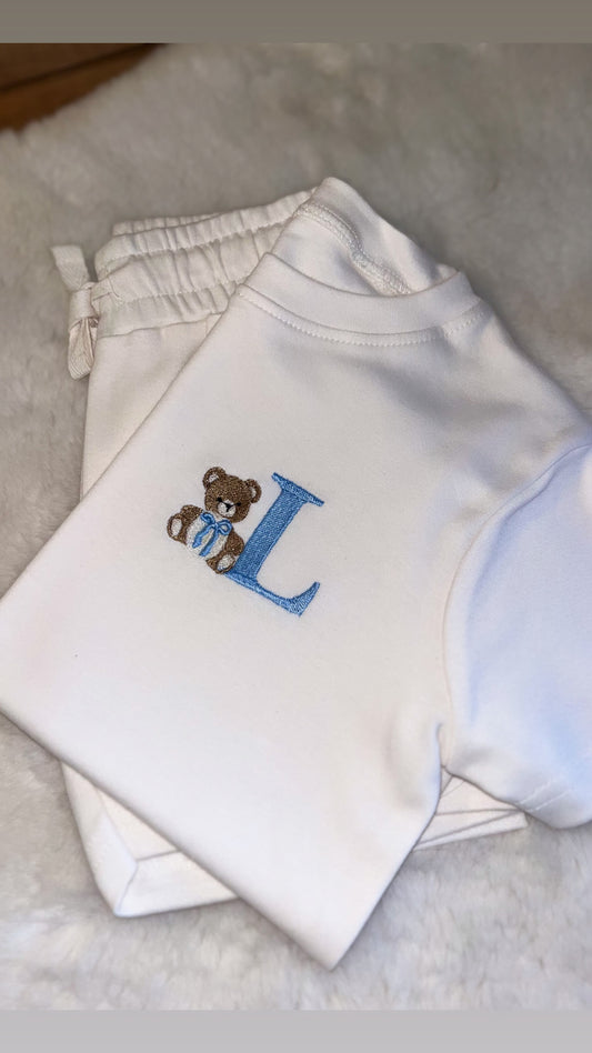 Teddy Initial Cotton Short Set