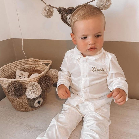 PRE ORDER Boys cream velvet pyjamas