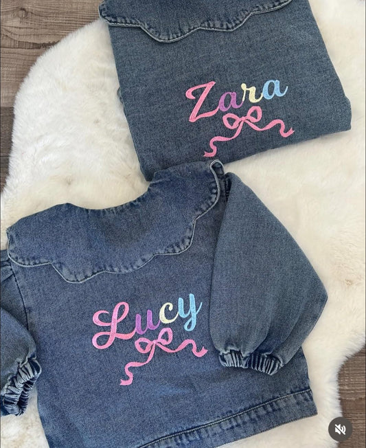 Girls scalloped collar denim jacket